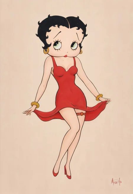 masterpiece, best quality, amazing quality, intricate details, pinup, BettyBoob, flat color, black hair,