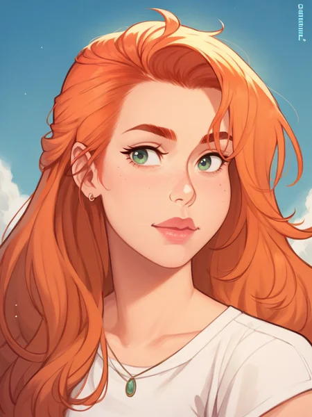 score_9, score_8_up, score_7_up, score_6_up, score_5_up, <lora:CTXLP:1> ct, 1girl, long hair, ginger hair,