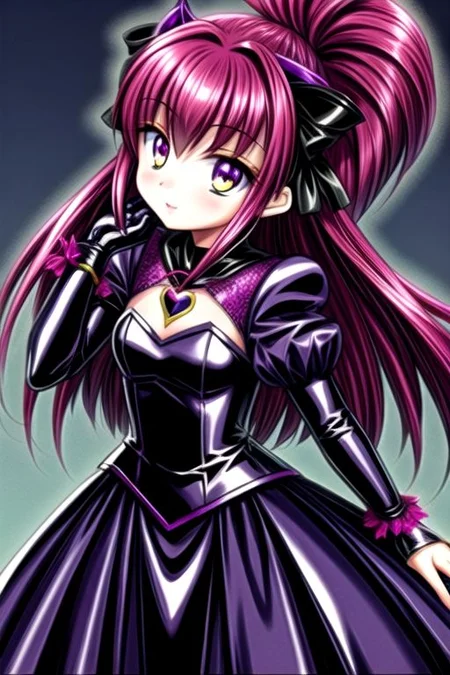 Bad_End_Precure, DarkPrecure, evil corrupted princess wearing dark pastel (ruffled:1) (gleaming latex:1) gown with (long latex vampire cloak:1.1) and latex gauntlets, soft lighting, ruffles,
(vmpr:1.1),
<lora:more_details:1>,