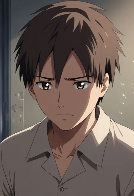 high resolution, solo, best quality, 1Boy, Takaki Toono, Brownish Hair, Brown Eyes, fell down, revenged, dying, OverallDetail