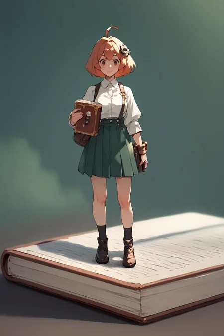 <lora:mini-people:1> minipoeple, minigirl, woman standing next to regular sized book, regular sized objects, <lora:RD-MAnon-XLV1.1:1>, , source_anime, score_9_up, score_7_up, score_8_up