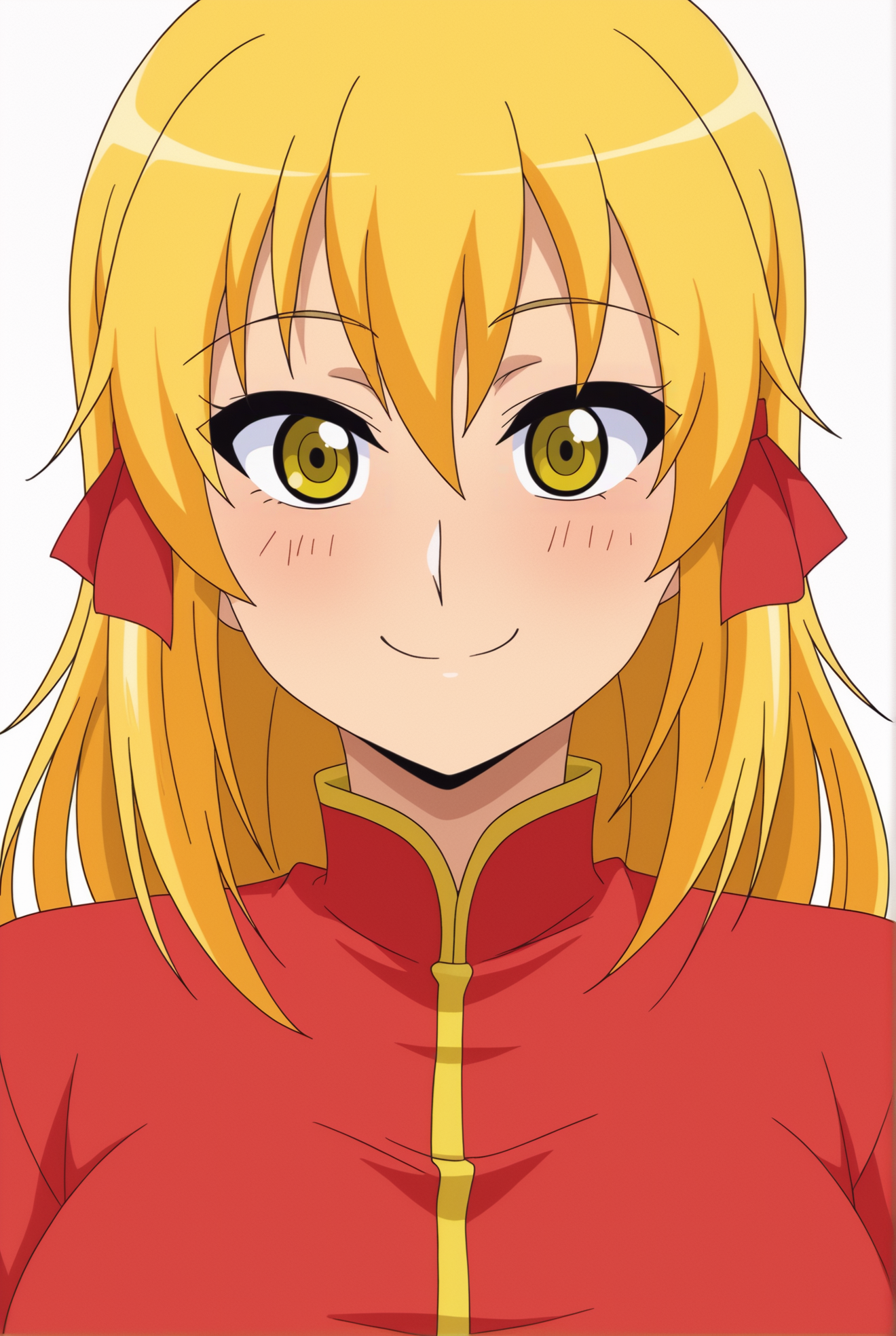 <lora:Asuka_Sawashiro:0.8>, white background, Sawashiro, smile, upper body,