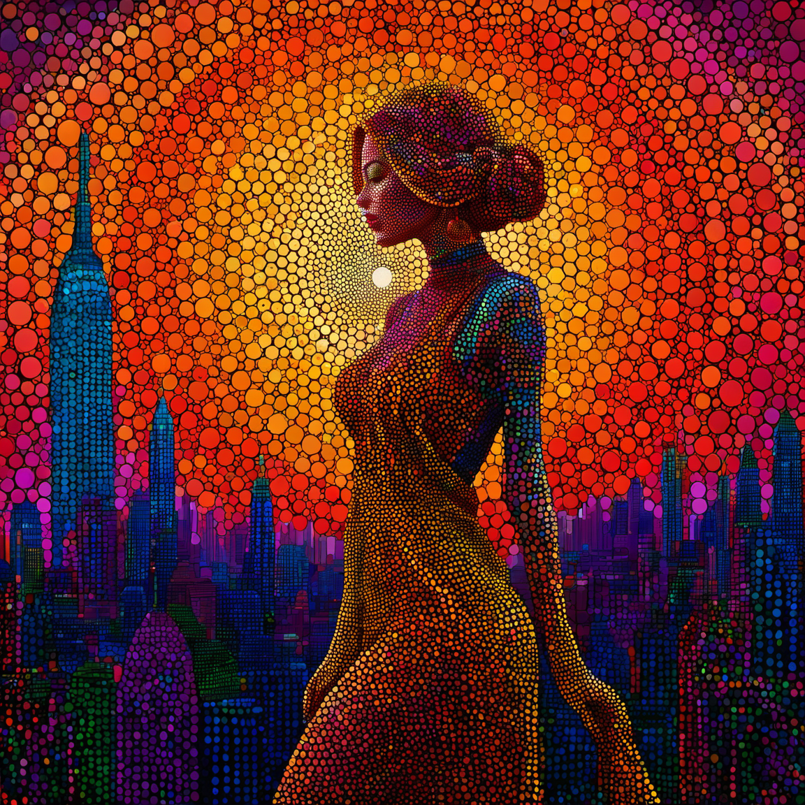dotart,girl<lora:Dor_Art:1>, photograph of a Fashion model, full body, highly detailed and intricate, golden ratio, vibrant colors, hyper maximalist, futuristic, city background, luxury, elite, cinematic, fashion, depth of field, colorful, glow, trending on artstation, ultra high d