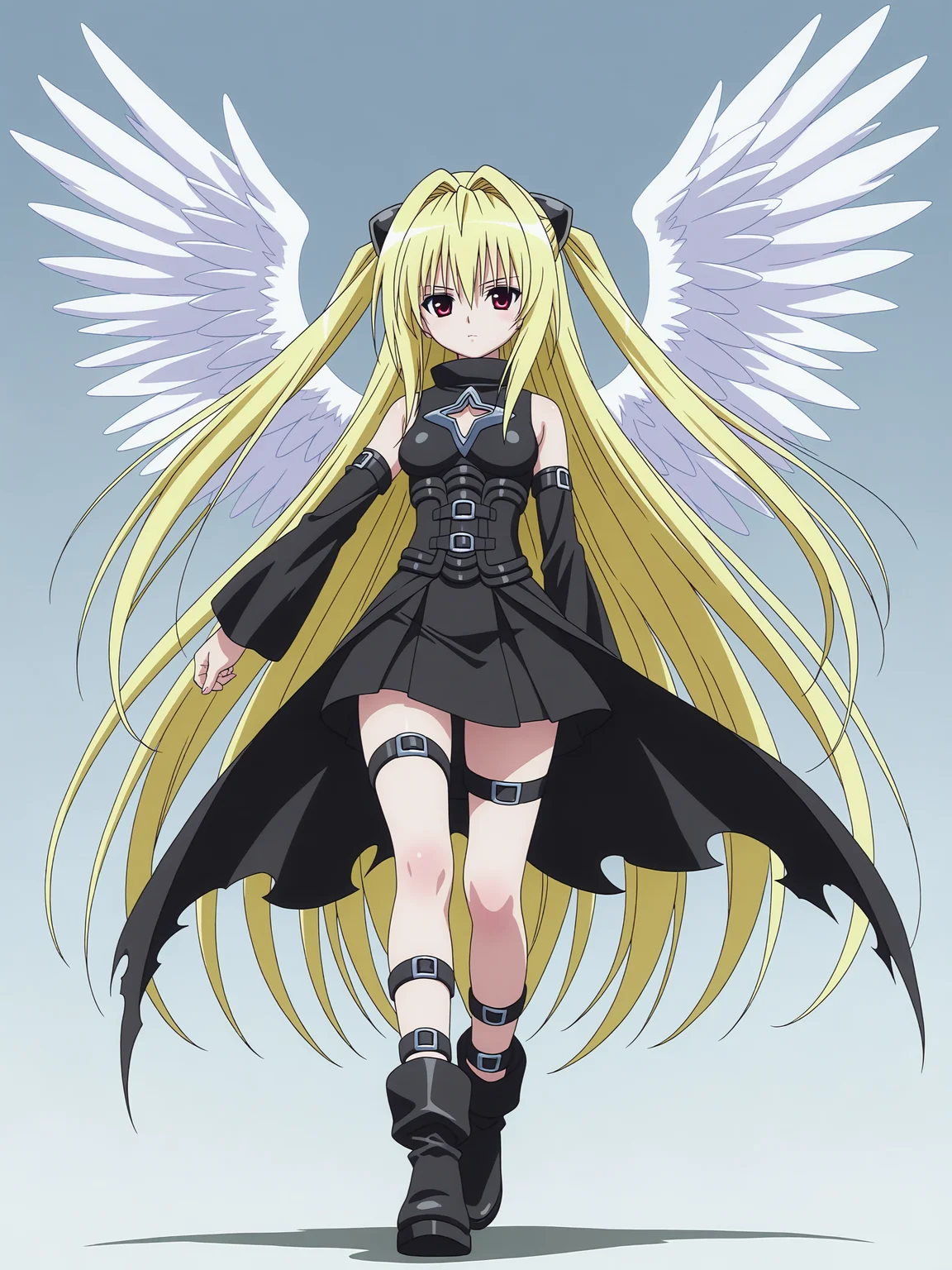 <lora:Konjiki no Yami_1:0.9>,yami,full body,
white wings, pose