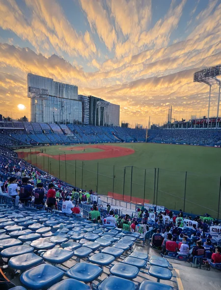 (1girl:1.5), (general:1.3), (detailed background:1.5), baseball jersey, (white jersey, red pinstripe pattern:1.1), dark blue baseball cap, dark blue undershirt, holding megaphone, happy, evening, BREAK
<lora:jingu_stadium:1> jingu stadium, outfield seats, stands, baseballfield, scenery, outdoors, audience, crowd, people, multiple boys, multiple girls, day, sunset, night, cloud, cloudy sky, sky, building, city, cityscape, skyscraper, sign, sun, blue sky, seats, BREAK
dramatic shadows, cinematic lighting, (photo background:1.1), (8K resolution:1.2), (masterpiece:1.2), best quality, amazing quality, very aesthetic, absurdres, newest, (ultra detailed:1.3), (uhd:1.1), <lora:cfg_scale_boost:0.7> <lora:Smooth_Booster_v2:0.5> <lora:StS-Illustrious-Detail-Slider-v1.0:3.0> BREAK