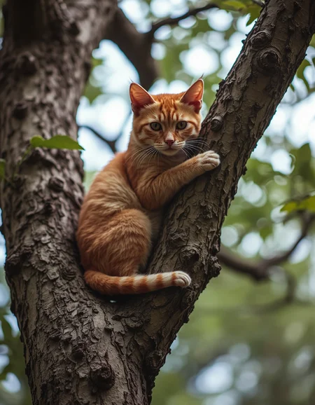 A 35mm analog kodachrome photo, high iso, a cheshire cat up a tree