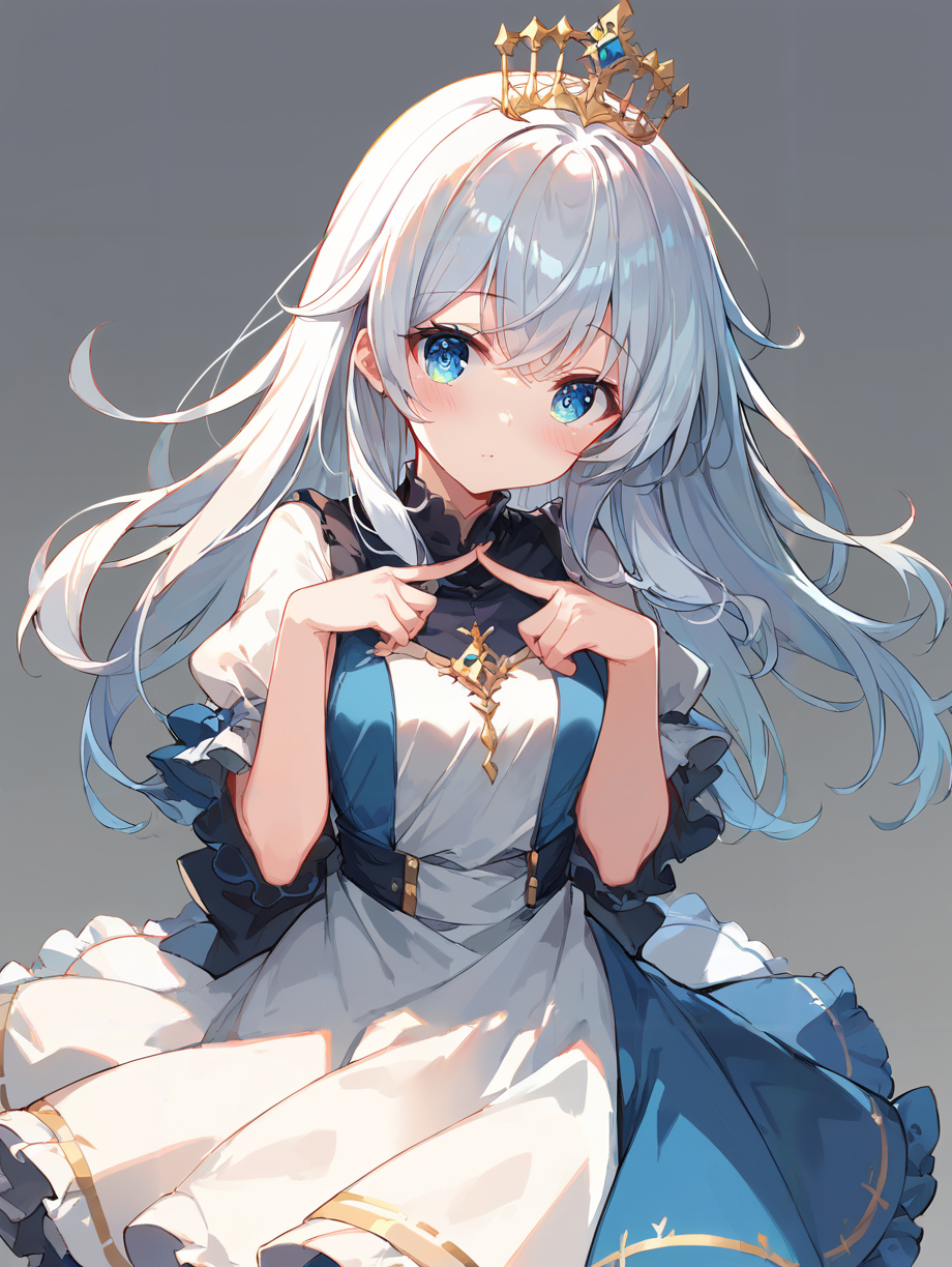 score_9, score_8_up, score_7_up,source_anime, high res image,masterpiece,best quality,(girl:1.0),cute face,clear skin,shiny hair,ultra detailed eyes,simple background, dress, <lora:index fingers together_pony_V1.0:0.8> index fingers together, blush,upperbody