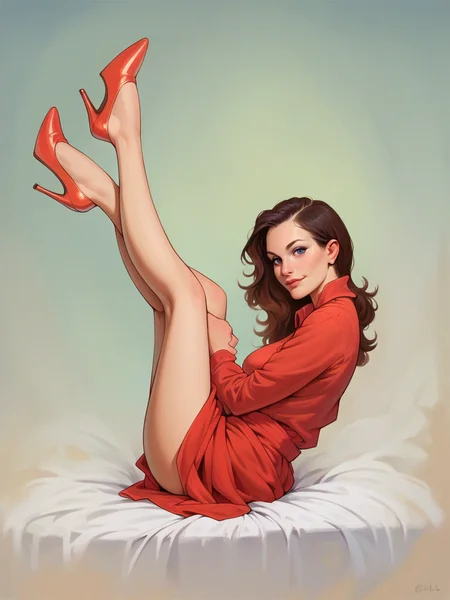 score_9, score_8_up, score_7_up, score_6_up, 1girl, high heels, legs up, looking at viewer, sitting, from side, pinup, <lora:c4rll4rXLP:1> c4rll4r