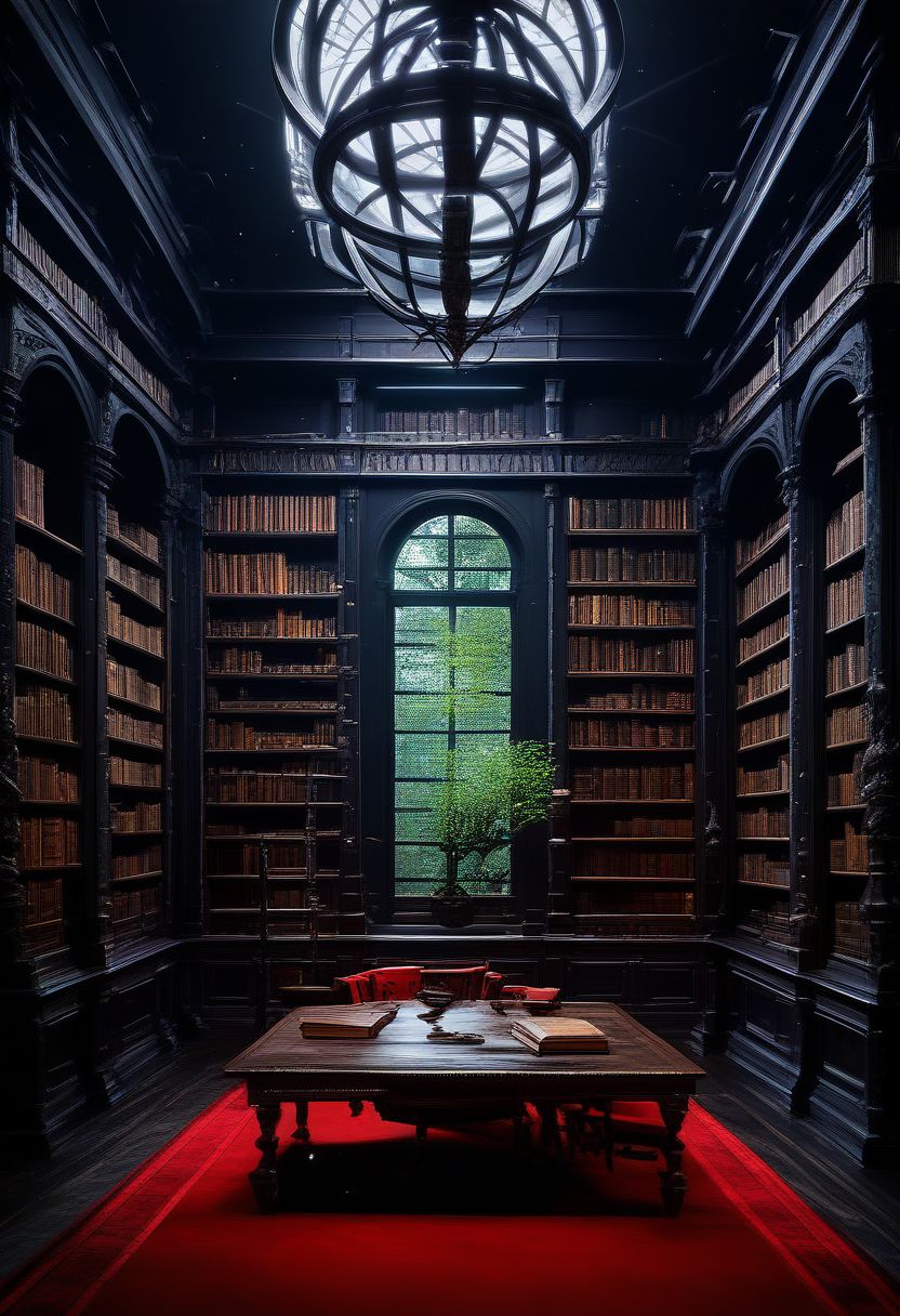 score_9, score_8_up, score_8, BREAK, zzDarkAcademia, indoors, dark theme, tree, no humans, window, chair, table, plant, library, red carpet, candlestand, chandelier, books, dim lighting,
BREAK,
subsurface scattering, soft lighting, contemplative expression, dark background, subtle makeup, high-resolution, detailed texture, emotional depth, dramatic mood, side profile, serene atmosphere, cinematic lighting. perfectly round breasts, big breasts, firm breasts, SkinHairDetail, eye contact