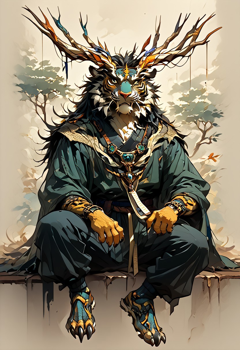 solo, Xerneas, sinozick style, full body, alien humanoid, qinglong, dragon, tiger, peregrine falcon, amazigh tattoo, berber tattoo, moose, man, longxiang style, m0nst3r, tig, chinese dragon, long muzzle, big fangs, orange and black fur, green scales, jade patterened scales, scaly arms, male_tiger, emerald tree boa, anthro, furry male, half-naked, lying on back, tantrum, crying, rattle, BREAK,
old apartment