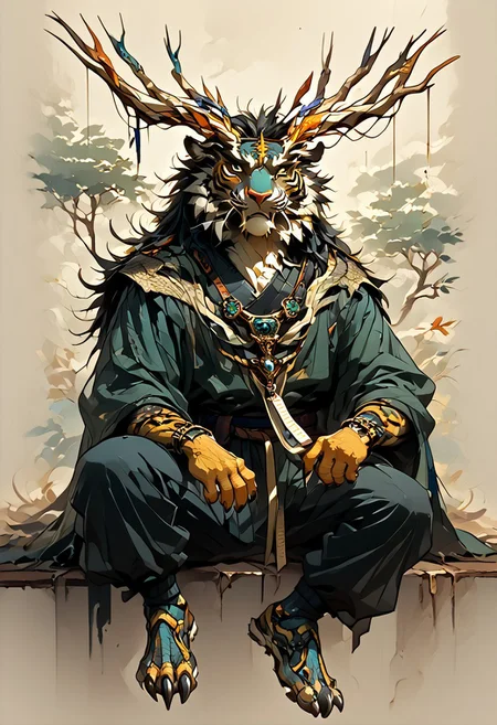 solo, Xerneas, sinozick style, full body, alien humanoid, qinglong, dragon, tiger, peregrine falcon, amazigh tattoo, berber tattoo, moose, man, longxiang style, m0nst3r, tig, chinese dragon, long muzzle, big fangs, orange and black fur, green scales, jade patterened scales, scaly arms, male_tiger, emerald tree boa, anthro, furry male, half-naked, lying on back, tantrum, crying, rattle, BREAK,
old apartment