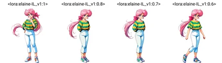 [generated by waiNSFW_v120:100]
anime coloring,  4K, BREAK
<lora:elaine-IL_v1:1>elaine, 1girl, bangs, solo, 1980s(style), retro art style,
purple pink hair, low ponytail, very long hair, pink hair ribbon, BREAK
blue eyes,  BREAK
striped shirts,  white capri pants,
shoes,
blush
standing,
no background, white background,
beautiful face, best quality,