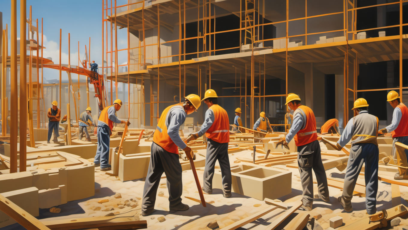 <lora:labor-vx:0.8> ,GWlabor, masterpiece, high quality, high detailed, 
bustling construction site,  workers, hardworking.
