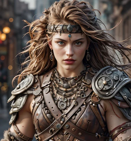RAW photo, (masterpiece:1.3), subsurface scattering, heavy shadow, (high quality:1.4), (intricate, high detail:1.2), professional photography, HDR, High Dynamic Range, realistic, ultra realistic, photorealistic, high resolution, film photography, ambient lighting, atmospheric effects, <lora:detail_slider_v4:3>, OverallDetail, male barbarian chieftain, (upper body shot), wild hair, beard, wearing barbarian chain and leather armor, headband, jewelry, BarAr, <lora:BarbarianArmor1:0.66>, epiCPhoto