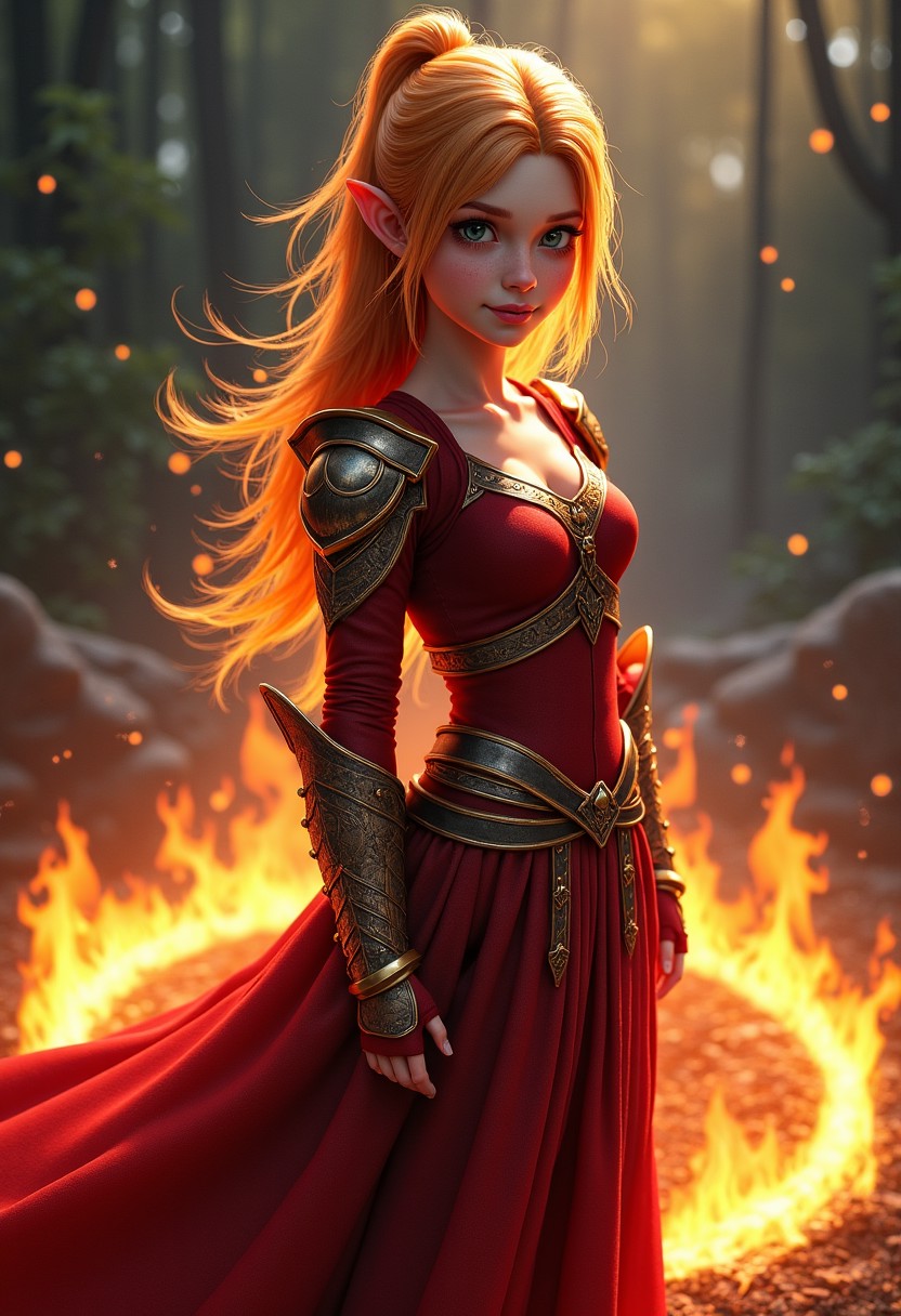 (fire elemental warrior mage:1.6), near a fantasy highly realistic extremely detailed lake, action shot, 3mm photo, beautiful, sexy fit 20yo, ((masterpiece)), ((best quality)), perfect face, fantasy ((dark red fiery armour:1.6)) shiny skin, soft lighting, looking at viewer, sharp focus, high texture resolution, photorealistic, 32k, hyperrealistic, vivid colors, intricated details, warm smile, highly detailed hands and fingers, ((fiery gloves:1.9)) standing in a circle of flames, (fiery pauldrons:1.8) ((fiery hair:1.3))