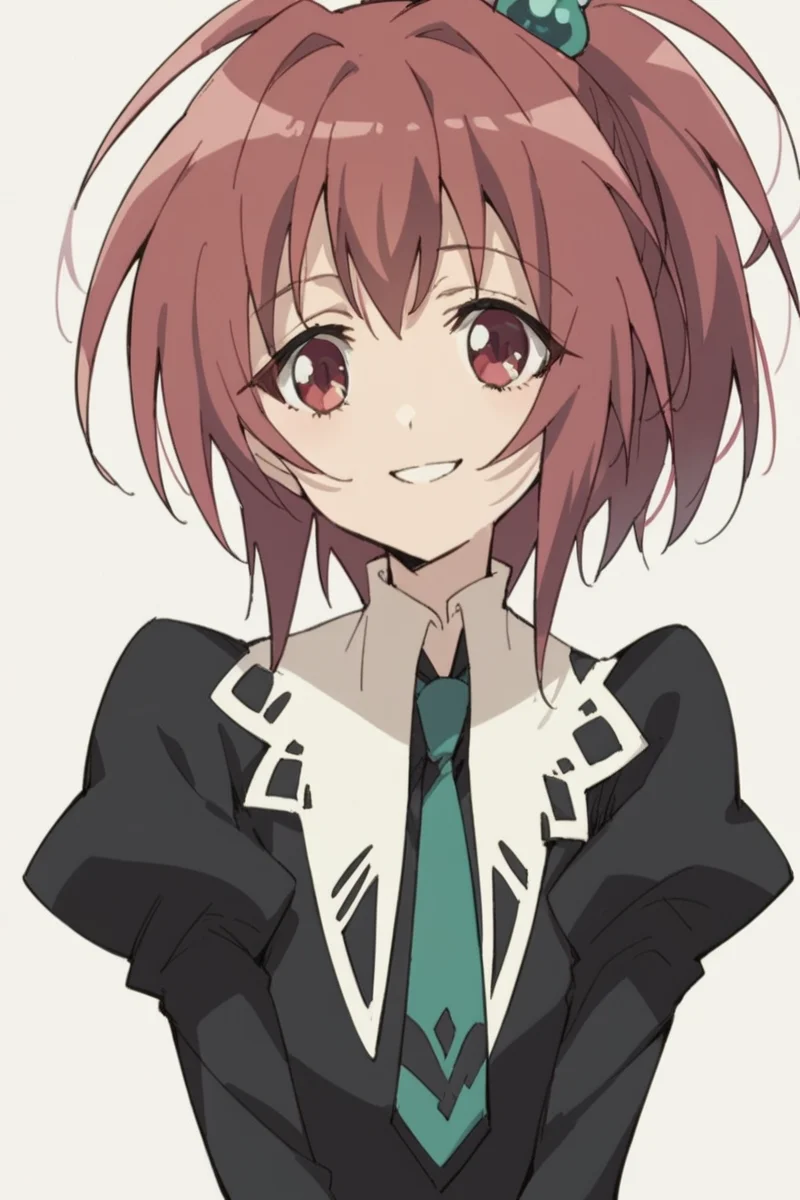 score_9, score_8_up, score_7_up, score_6_up,
<lora:Nagisa_Aoi:1> nagisa, 1girl, miator, red hair, hair ornament, black dress, necktie, long sleeves, simple background, portrait, smile,