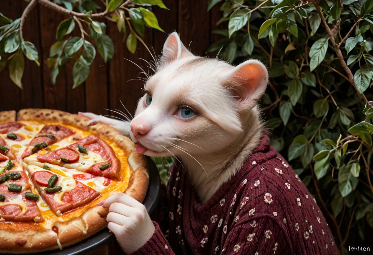 score_9, score_8_up, score_7_up, score_6_up, score_5_up, score_4_up, fur, animal weasel, g5, rich colors, front view, detailed background, detailed, 8k quality, side view, beautiful, teasing, freely actions, small, sausage tree, flying pizza like a marten, pizza, weasel, ferret,