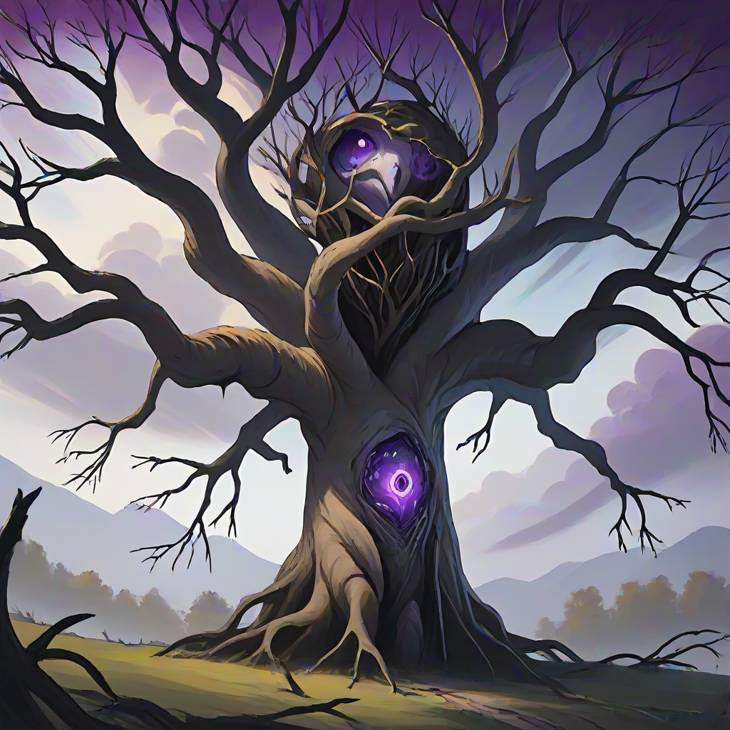 masterpiece,8k,16k,32k,absurd resolution,,high resolution,no pixels,beautiful detailed sky backround,Fungoid race,solo,branches,tree like,tall,long tree like branch hands,scary,closed mouth,purple eyes,creature focus,no humans
 <lora:Stellaris_Avatar_Portriats_XL8:0.6>