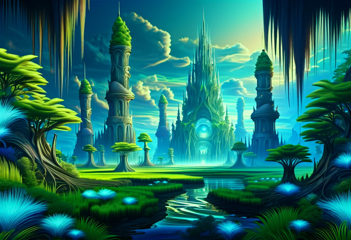 hyper detailed masterpiece, dynamic realistic digital art, awesome quality,DonM3t3rn1tyXL illusionscape in marsh biome <lora:DonM3t3rn1tyXL-000008:0.8> <lora:add-detail-xl:2.0>