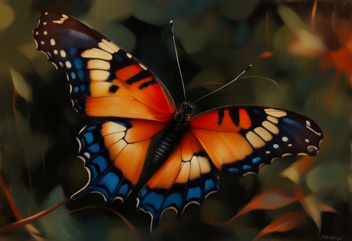 wallowtail butterfly , (in the style of Casey Baugh) . (in the style of Casey Baugh),