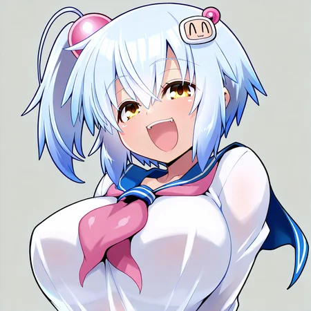 <lora:shiroBBGIL:1>,shiro \(bombergirl\),:d,serafuku,
