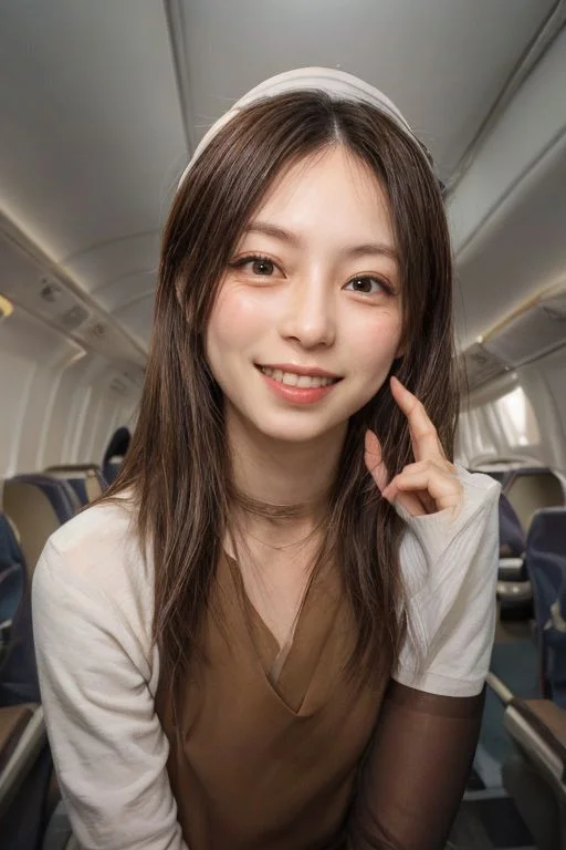 (flight attendant with pantyhose :1.4) , Full body,  dedicated nipple, Innocent, downblouse, Thin eyebrows, thin lips, pale lips, backlightvarious hair styles,  Medium hair, Small lips,(straight hair)Lateral face,  various facial expressions , detailed nasal bridge, whole body, detailed philtrumdeep Smiles lines, no makeupvarious poses, various postures, small breasts , Medium length hair, light brown hair ,  best quality, photo realistic, masterpiece, extremely detailed face, detailed nose, detailed eyes , dedicated eyes,  double eyelids, fair eyebrows, full body, whole body, side parting hair, windy, symmetrical eyes, very detailed eyes, detailed iris, fine eyebrows, long eyelashes  silky hair, perfect white teeth, watery eyes, dedicated fingers, smaller headsmile dimples, necklace, skin blemishes, perfect fingers, ear pins, small mouth, yellow Chinese skin