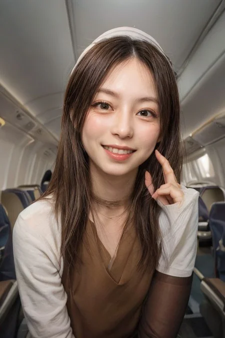 (flight attendant with pantyhose :1.4) , Full body,  dedicated nipple, Innocent, downblouse, Thin eyebrows, thin lips, pale lips, backlightvarious hair styles,  Medium hair, Small lips,(straight hair)Lateral face,  various facial expressions , detailed nasal bridge, whole body, detailed philtrumdeep Smiles lines, no makeupvarious poses, various postures, small breasts , Medium length hair, light brown hair ,  best quality, photo realistic, masterpiece, extremely detailed face, detailed nose, detailed eyes , dedicated eyes,  double eyelids, fair eyebrows, full body, whole body, side parting hair, windy, symmetrical eyes, very detailed eyes, detailed iris, fine eyebrows, long eyelashes  silky hair, perfect white teeth, watery eyes, dedicated fingers, smaller headsmile dimples, necklace, skin blemishes, perfect fingers, ear pins, small mouth, yellow Chinese skin