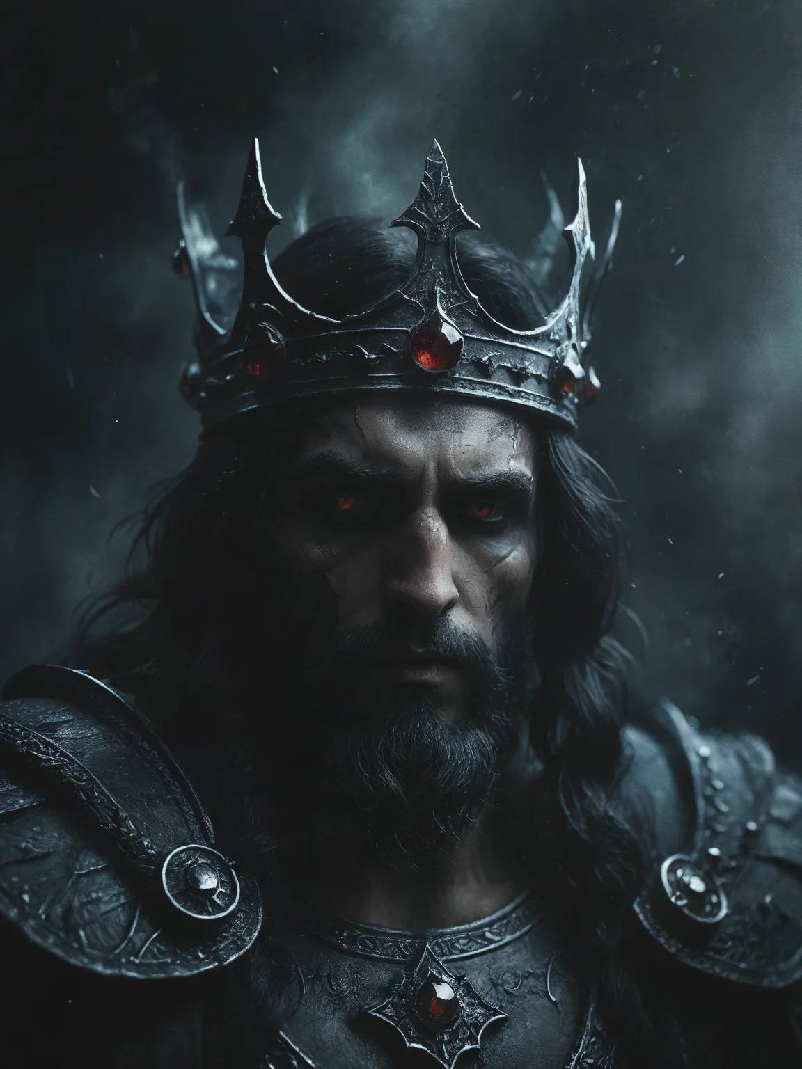 The gods of hades with the crown, dynamic action shot, illustration, <lora:Desolation:0.5>
