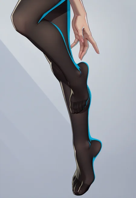 masterpiece, best quality, amazing quality, intricate detail, highly detailed, absurdres, very aesthetic, dynamic lighting, detailed background,
<lora:MarvelRivals:1> r1vals,
1girl, solo, simple background, grey background, fingers, black pantyhose, close-up, hand focus