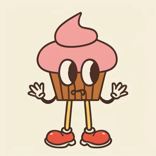 <lora:游æå¾æ ç ç©¶æ_æäºº:1>,(masterpiece, top quality, best quality, official art, beautiful and aesthetic:1.2),(8k, best quality, masterpiece:1.2),nren\(wuti\), Cartoon cupcakes with eyes and hands and red shoes on their legs, Cream background, solo, standing, full body, white gloves, black eyes, no humans, motion lines, red footwear, clenched hands