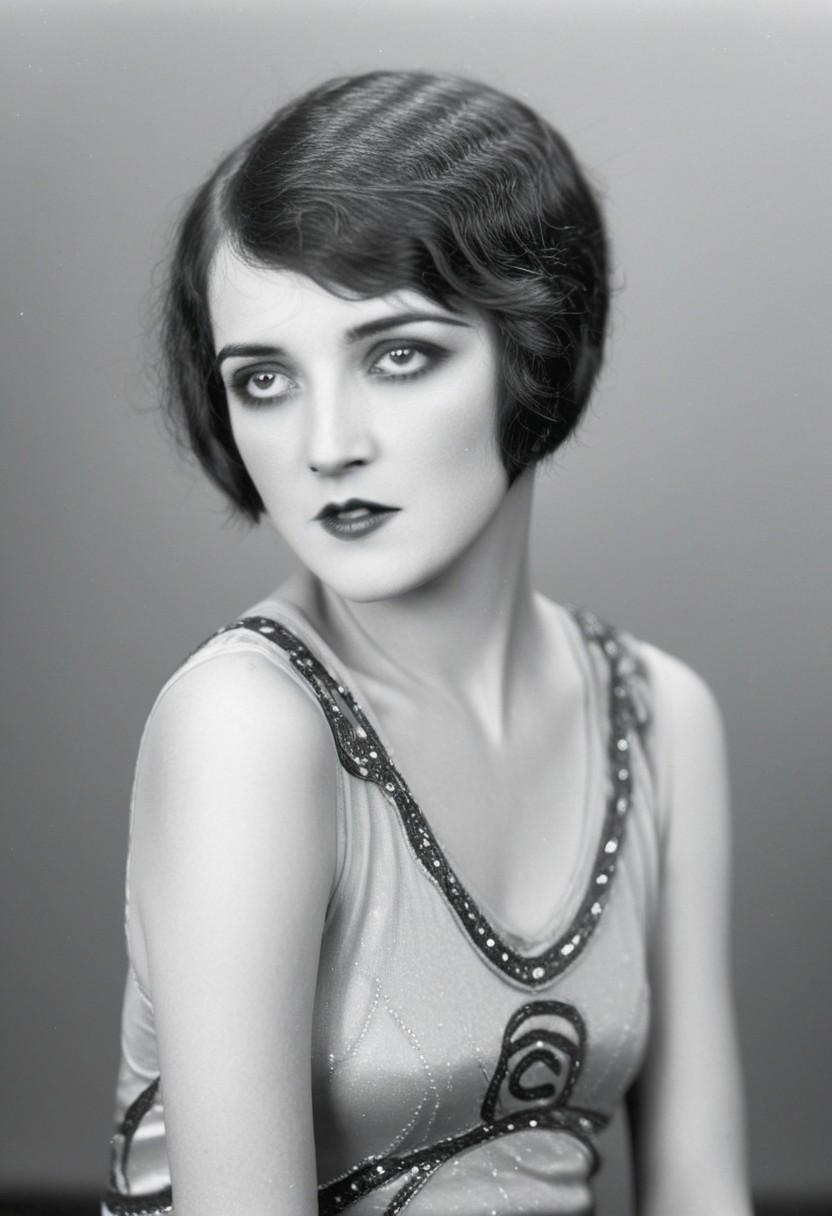 Archive photo, 1920s (style), vintage, retro, Archive photo, 1girl, gwen tennyson (/Ben10)/,(ultra HD quality details), short hair,