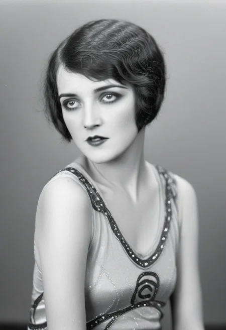 Archive photo, 1920s (style), vintage, retro, Archive photo, 1girl, gwen tennyson (/Ben10)/,(ultra HD quality details), short hair,