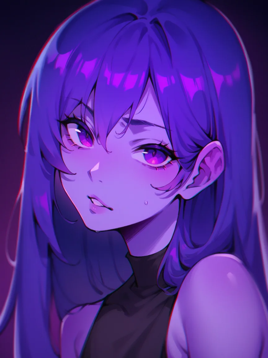 score_9, score_8_up, score_7_up, score_6_up, <lora:st4t1ctvXLP:1> st4t1ctv, chromatic aberration, purple theme, 1girl