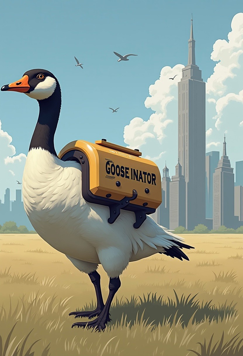 *Channel_42* *anthromorphic*
BEHOLD!!!!! THE GOOSEINATOR!!!!!! A laser cannon that will instantly turn the whole tri-state area into a nesting zone for Geese.