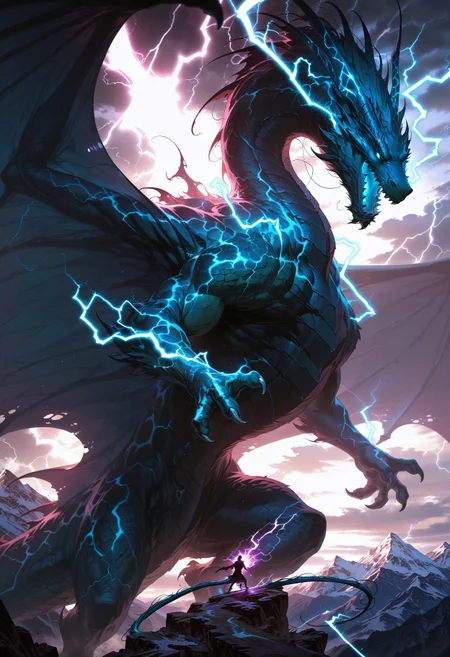 <lora:ILLMythP0rtr4itStyle:1> mythp0rt,
gigantic dragon, long tail, wings, mountains, lightning aura,fantasy,solo focus,epic, masterpiece, best quality, amazing quality, intricate detail, highly detailed, absurdres,
