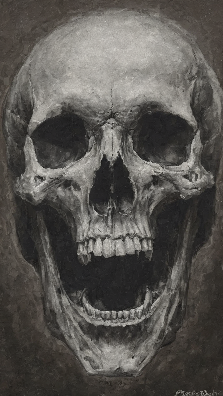 <lora:DarknessAI:1> screaming skull