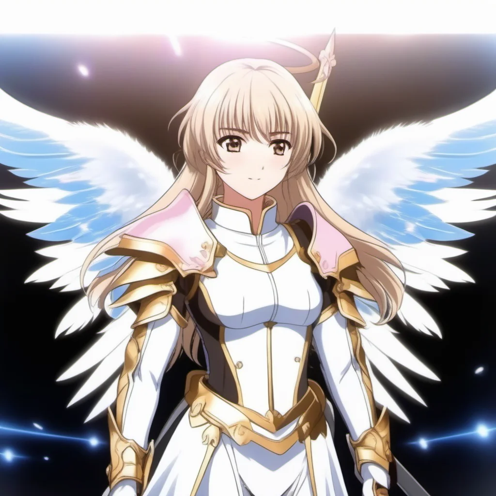 Ultra-realistic extremely detailed real life 8k masterpiece of a gorgeous holy knight woman wearing white and gold holy armor with armored angel wings saving a village, epic background, extremely detailed eyes mouth and facial features, breathtaking epic lighting, cinematic composition, sakura wars anime style <lora:sakura wars anime style:0.8>