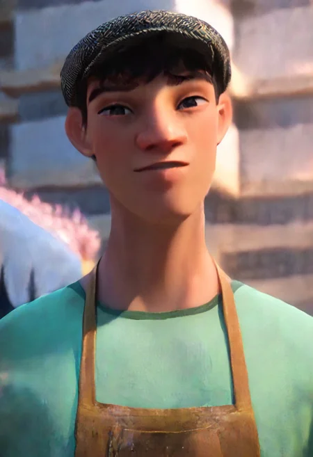 score_9, score_8_up, score_7_up, 8k, masterpiece, charturnerv2, sz4d3k, cell shaded, face focus, even skin tone, indirect lighting, detailed face, detailed eyes, detailed, male only, 1boy, solo, alone, Yukio, black hair, black eyes, newsboy cap, shirt, apron, jeans, timberland boots,