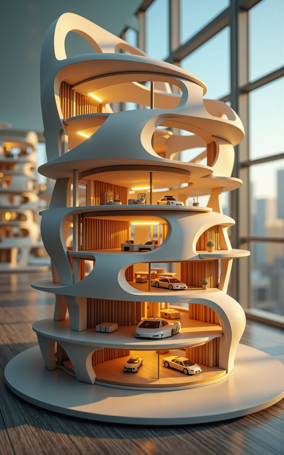 RAW Photo, isometric view, 8k, uhd, abstract, cinematic, ArchiModel, architectural model, futuristic architecture, innovative construction, natural light, high resolution, artistic composition, translucent surfaces, aesthetic, detailed model, detailed interior, section view, cross section, dynamic forms, exposed structural elements, wood framework, curved elements,
highly detailed,ultra-high resolution,32K UHD,sharp focus,best-quality,masterpiece,unconventional supreme masterpiece,masterful details,depth of field,blurry background,blurry foreground,motion blur,going really fast masterpiece,deep focus,
color graded cinematic,atmospheric lighting,award film grain,A shot with tension,(Visual impact,giving the poster a dynamic and visually striking appearance:1.2),impactful picture,
ultra-realistic,high dynamic range,photoreal,epic realistic,dark shot,shadows,(This is a real high-definition photo:1.1),with professional photography and high resolution,
contrast,layered colors,vivid colors,contrast,offcial art,movie perspective,very aesthetic,disheveled hair,perfect composition,intricate details,moody,epic,photorealistic,
intricate details,soothing tones,high contrast,natural skin texture,soft light,sharp,masterpiece,best quality,(ray tracing),sunlight,insanely interplay between lights and shadows,