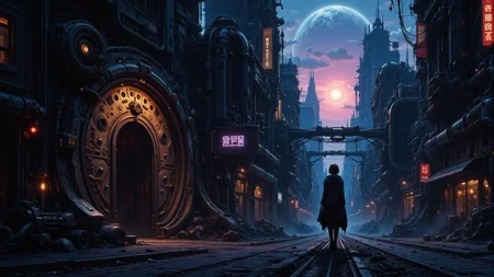 city, street, beautiful misterious futuristic sci-fi cyberpunk landscape, dusk, woman, very intricate, very detailed, sharp, colorful, <lora:Hand v2:0.5> <lora:Anti-Blur:1><lora:Insane Detail Slider:0.25> <lora:flux.1_lora_flyway_Epic-detail_v2:0.3> <lora:fluxenhancer:0.25><lora:The_Dark_Side_Of_The_Future:0.4><lora:Neurocore Anime Cyberpunk v2.0:0.5> A digital artwork in the style of cknc