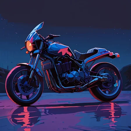 score_9,score_8_up,score_7_up, <lora:retro-neon-style:0.8>,
retro_neon, motorcycle, motor vehicle, no humans, night sky