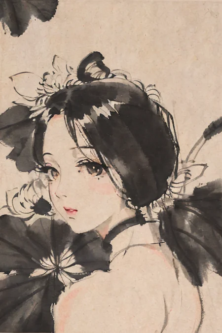 shukezouma, negative space, shuimobysim, (Minimalism:1) , lotus, <lora:shuimobysimV3:0.8> <lora:shu:1>