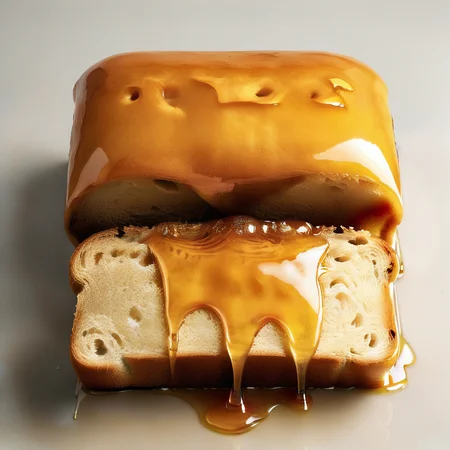 a cuted bread covered in honey <lora:HoneyXL11:1>