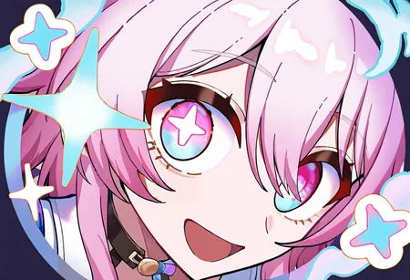 shijian meme,1girl,march 7th \(honkai: star rail\),smile,solo,looking at viewer,open mouth,portrait,heart,star \(symbol\),multicolored eyes,sparkle,diffraction spikes,
newest,absurdres,highres,masterpiece,best quality,year 2024,
<lora:shijian_Noob10:1>,