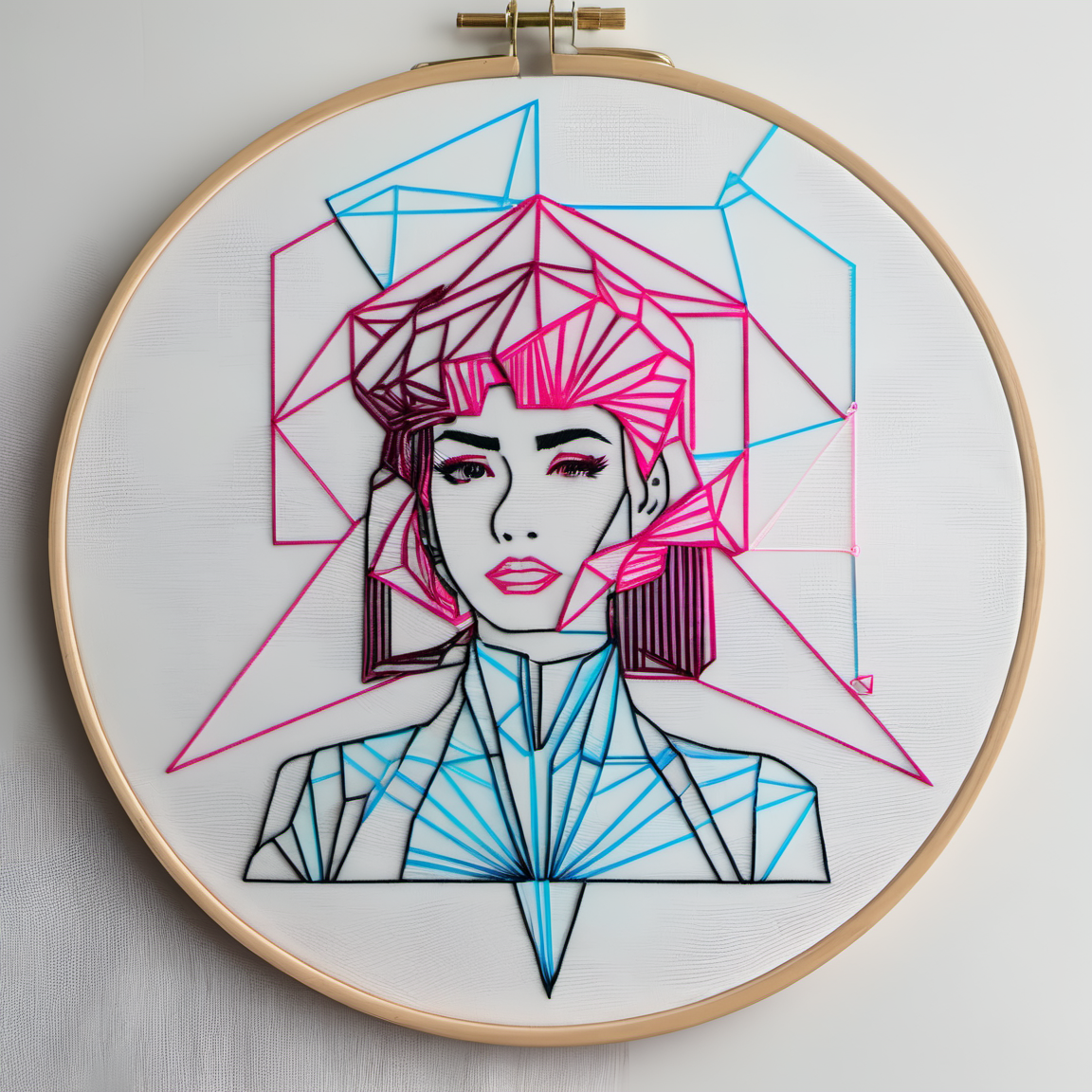 embrodarythreadart,girl<lora:embrodary_thread_art:1>, polygonal, hologram,orthographic projection lines,axis, blueprint, dataviz, infographic,tron, minority report interface,vaporwave, synthwave