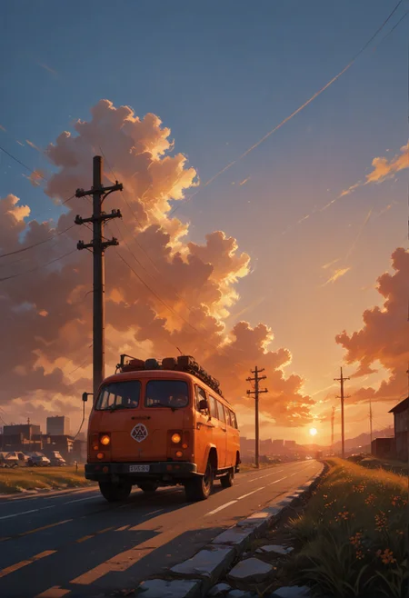 score_9,score_8_up,score_7_up,embedding:zPDXL2, film grain,Cinematic Lighting, Expressiveh,th3rm4l,colorful, outdoors, sky, blue sky, gradient, gradient background, no humans, ground vehicle, scenery, sunset, orange background, power lines, gradient sky, orange sky<lora:增强\(收藏)\sdxl_lightning_8step_lora.safetensors:1.0:1.0> <lora:增强\(收藏)\Expressive_H-000001.safetensors:0.4:0.4> <lora:增强\(收藏)\Hands XL 4.safetensors:1.0:1.0> <lora:增强\(收藏)\glowneon_xl_v1.safetensors:0.5:0.5> <lora:extremely detailed (no trigger).safetensors:1.0:1.0> <lora:Vixon\(收藏)\Vixon's Pony Styles Thermal.safetensors:0.4:0.4> <lora:增强\(收藏)\sinfully_stylish_SDXL.safetensors:0.4:0.4>