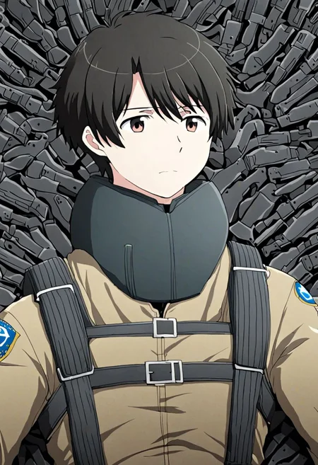 high resolution, solo, best quality, 1Boy, Inaho Kaizuka, Black Hair, military, OverallDetail