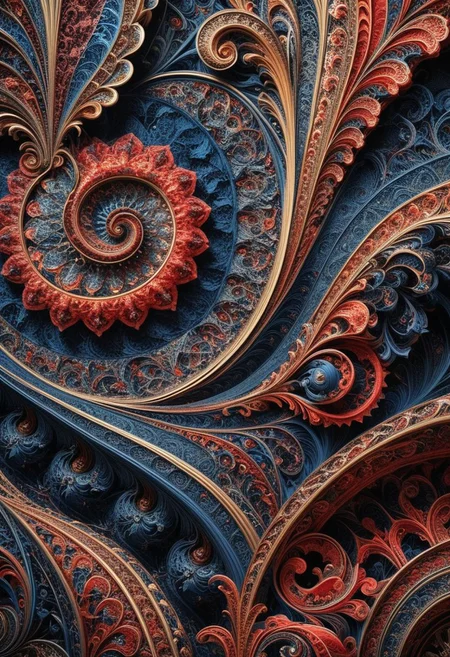 photo of a paisley pattern, boteh, paisley, navy blue, madder red, almond, entwined paislies, official art, aesthetic, dynamic angle, hyper detailed, order and chaos, dark colors, (extremely detailed, intricate details, masterpiece, best quality, 8k wallpaper:1.4), dramatic lighting, (dark blue and madder red palette:1.2), twisting paisley