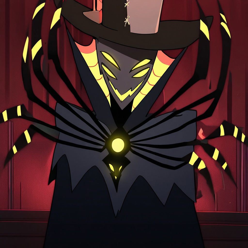 masterpiece, best quality, newest, absurdres, highres, HHp4ck-Style-V1.0, official style, 1boy, HHOVP-ZES-V1.0, hat, glowing eyes, extra eyes, top hat, tall, 1boy, male Focus, 4 eyes, hat feather, cape,