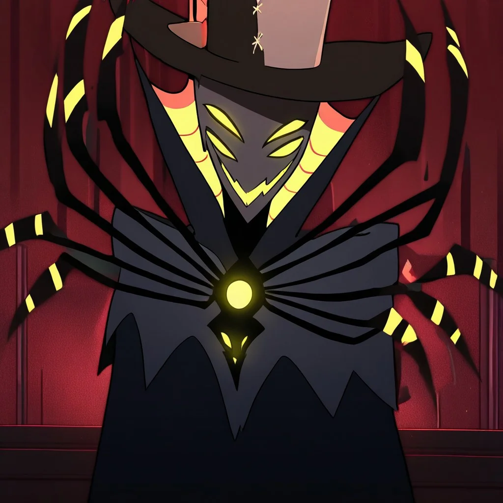 masterpiece, best quality, newest, absurdres, highres, HHp4ck-Style-V1.0, official style, 1boy, HHOVP-ZES-V1.0, hat, glowing eyes, extra eyes, top hat, tall, 1boy, male Focus, 4 eyes, hat feather, cape,